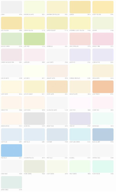 Bảng màu sơn RainBow nội thất