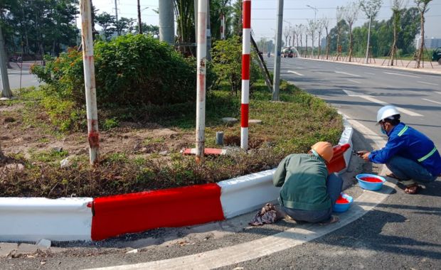 Quy trình thi công sơn kẻ vạch giải phân cách đúng kỹ thuật