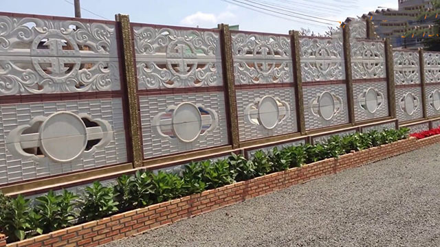 Mẫu tường rào trang trí hoa văn