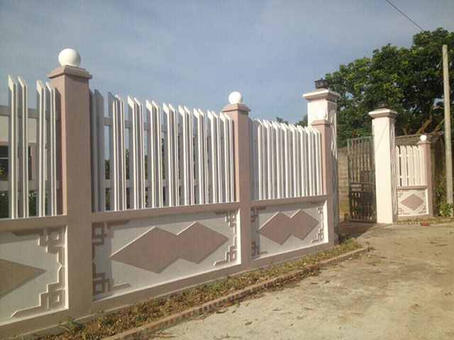 Mẫu tường rào đôi vát 1 bên