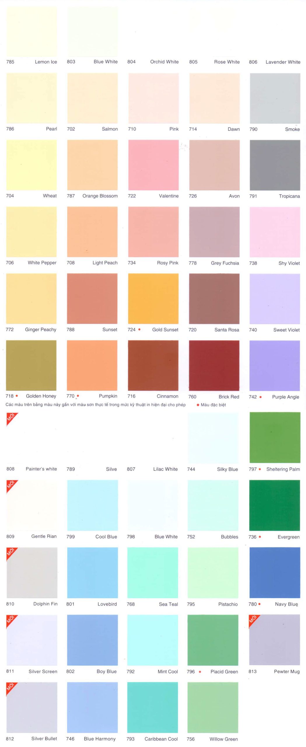 Bảng màu ngoại thất tison satin coat