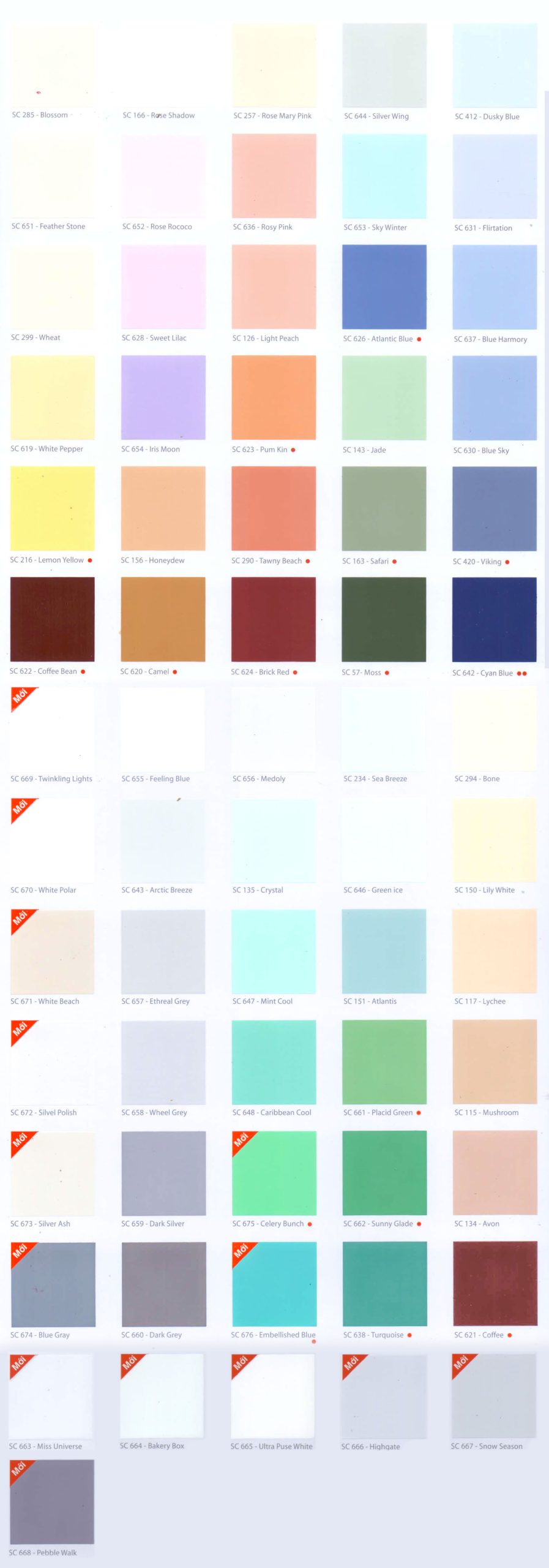 Bảng màu ngoại thất tison supercoat pro