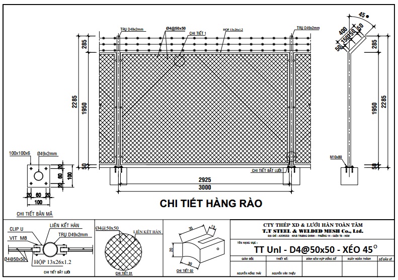 Cấu tạo và đặc điểm kỹ thuật của hàng rào lưới thép B40