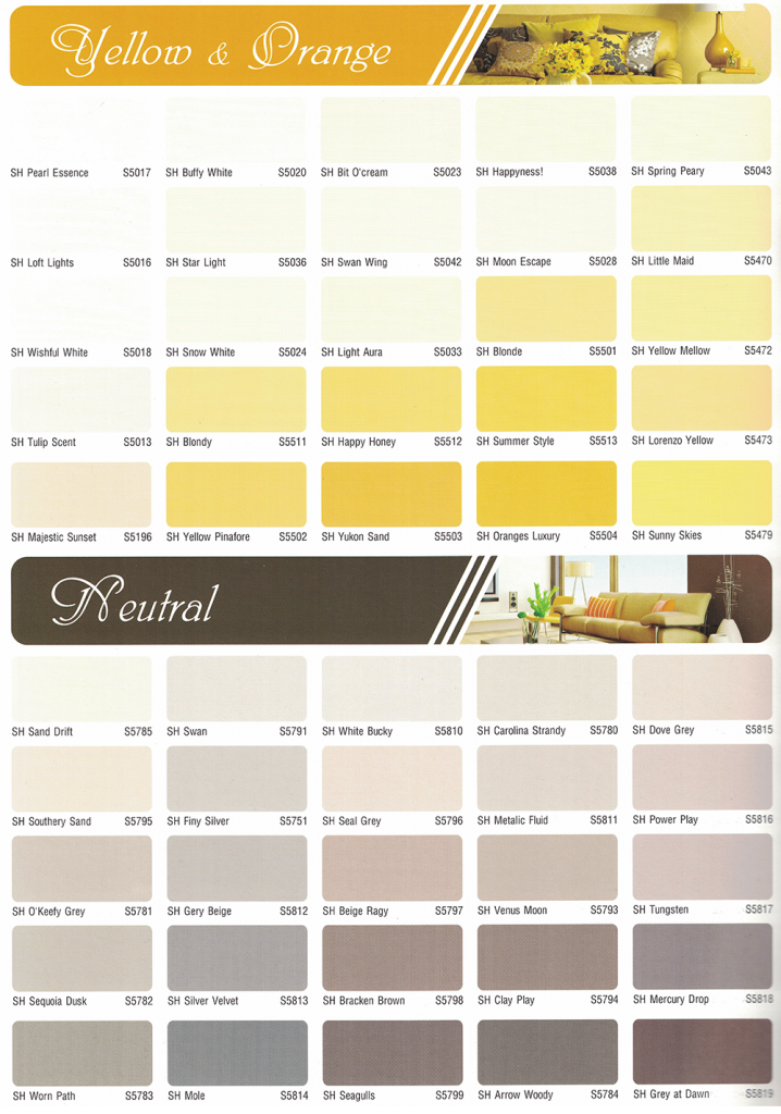 Bảng màu cho cả sơn nội thất và ngoại thất