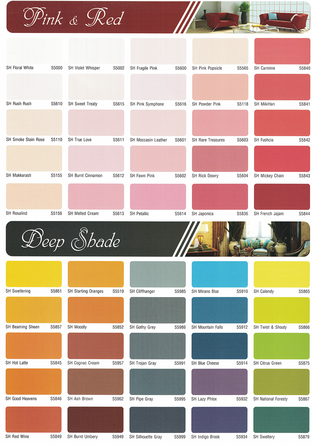 Bảng màu cho cả sơn nội thất và ngoại thất