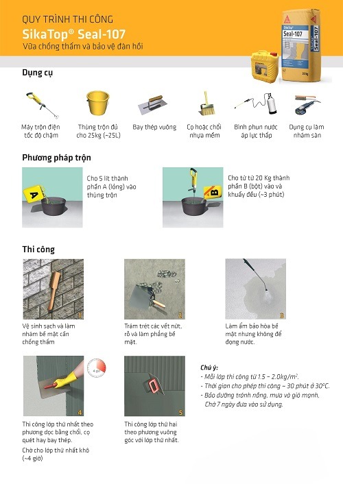 Hướng dẫn thi công Sika 107 đúng kỹ thuật