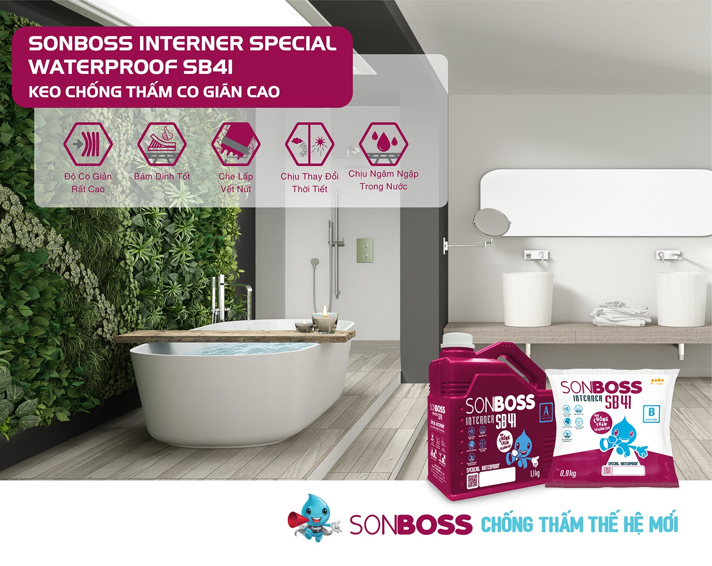 Ứng dụng công nghệ chống thấm tiên tiến và khả năng bám dính vượt trội