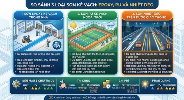 Các loại sơn kẻ vạch phổ biến hiện nay