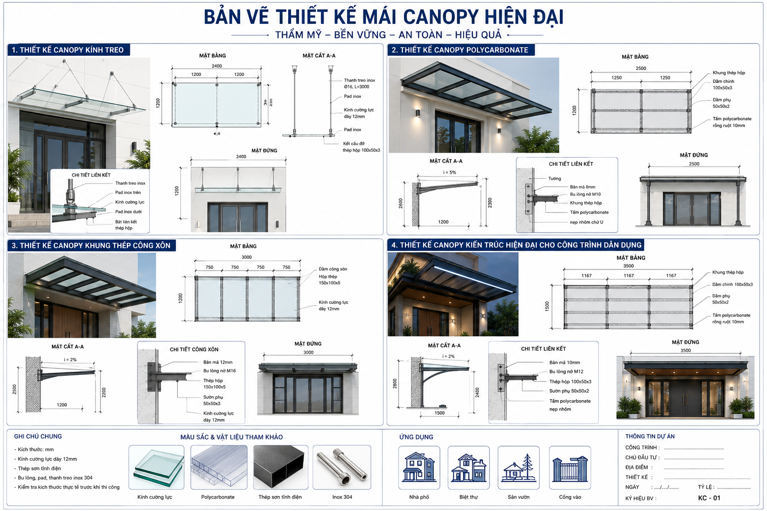 Bản Vẽ Thiết Kế Mái Canopy Hiện Đại