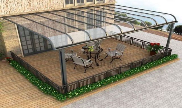 Mái đón sân vườn kính nghệ thuật ấn tượng