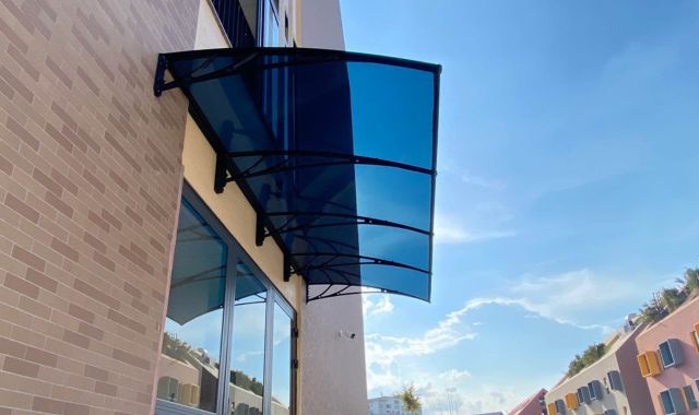 Mái canopy alu uốn cong, tạo hình mỹ thuật