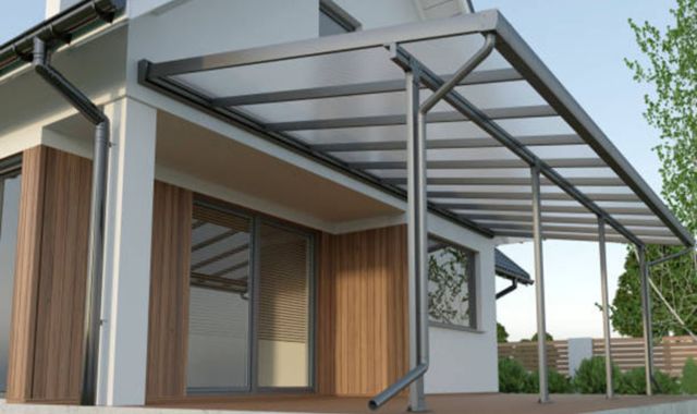 Mái canopy khung thép nhà phố