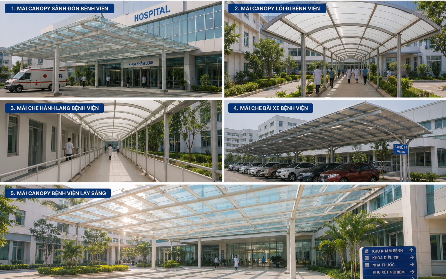 Giải Pháp Mái Canopy Cho Bệnh Viện