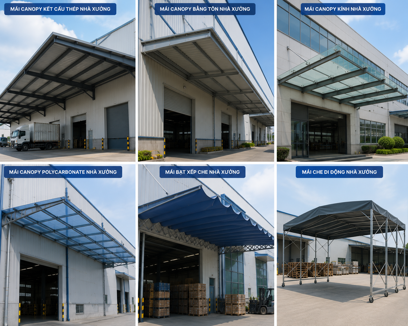 Các Loại Mái Canopy Nhà Xưởng Phổ Biến Hiện Nay