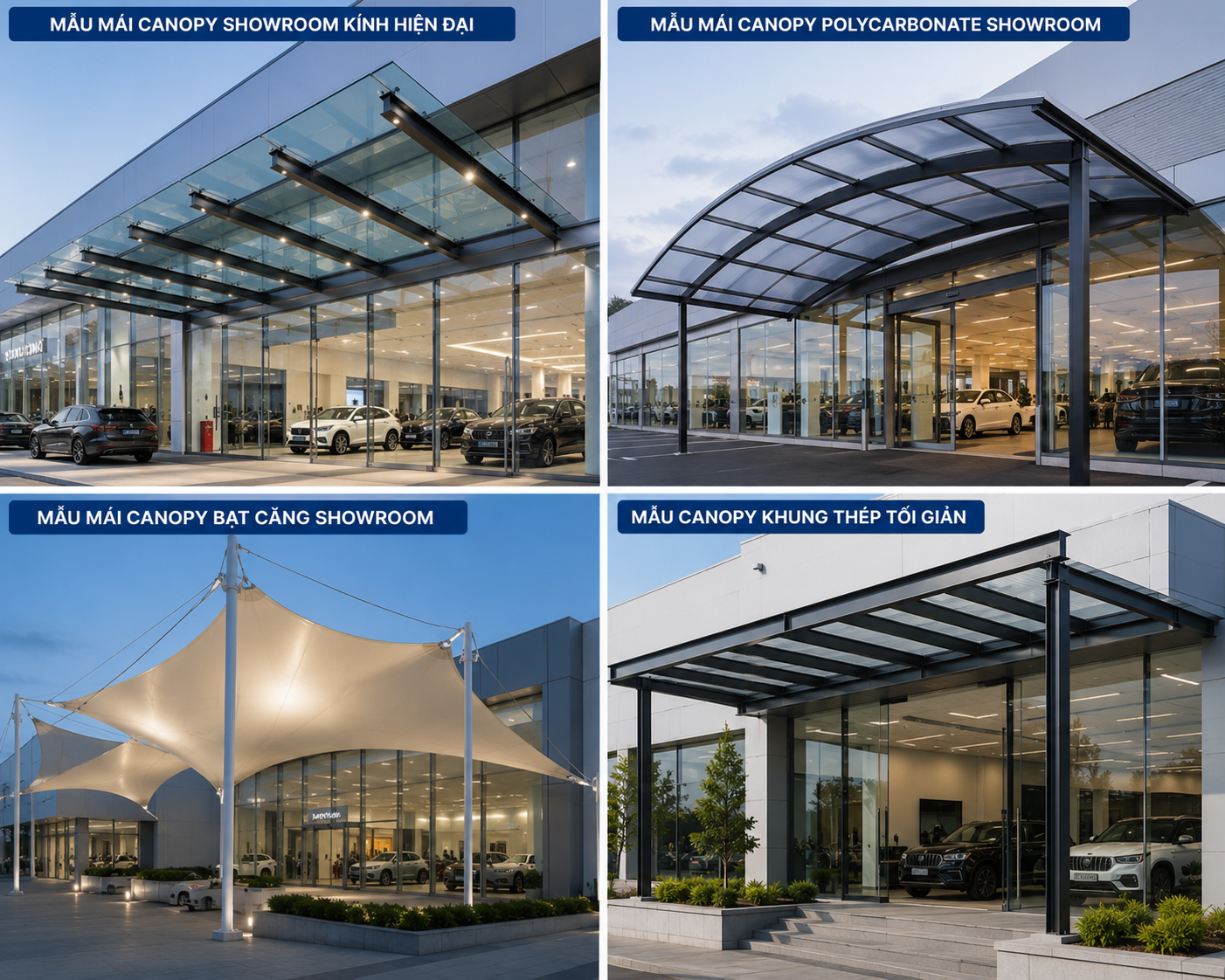 Mẫu Mái Canopy Showroom Được Ưa Chuộng Hiện Nay