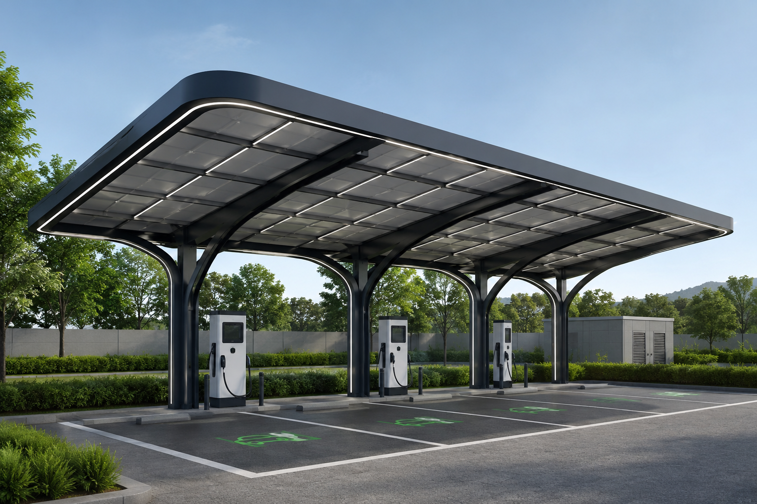 Mái Canopy Trạm Sạc Xe Điện: Giải Pháp Thiết Kế, Thi Công Và Tiêu Chuẩn An Toàn