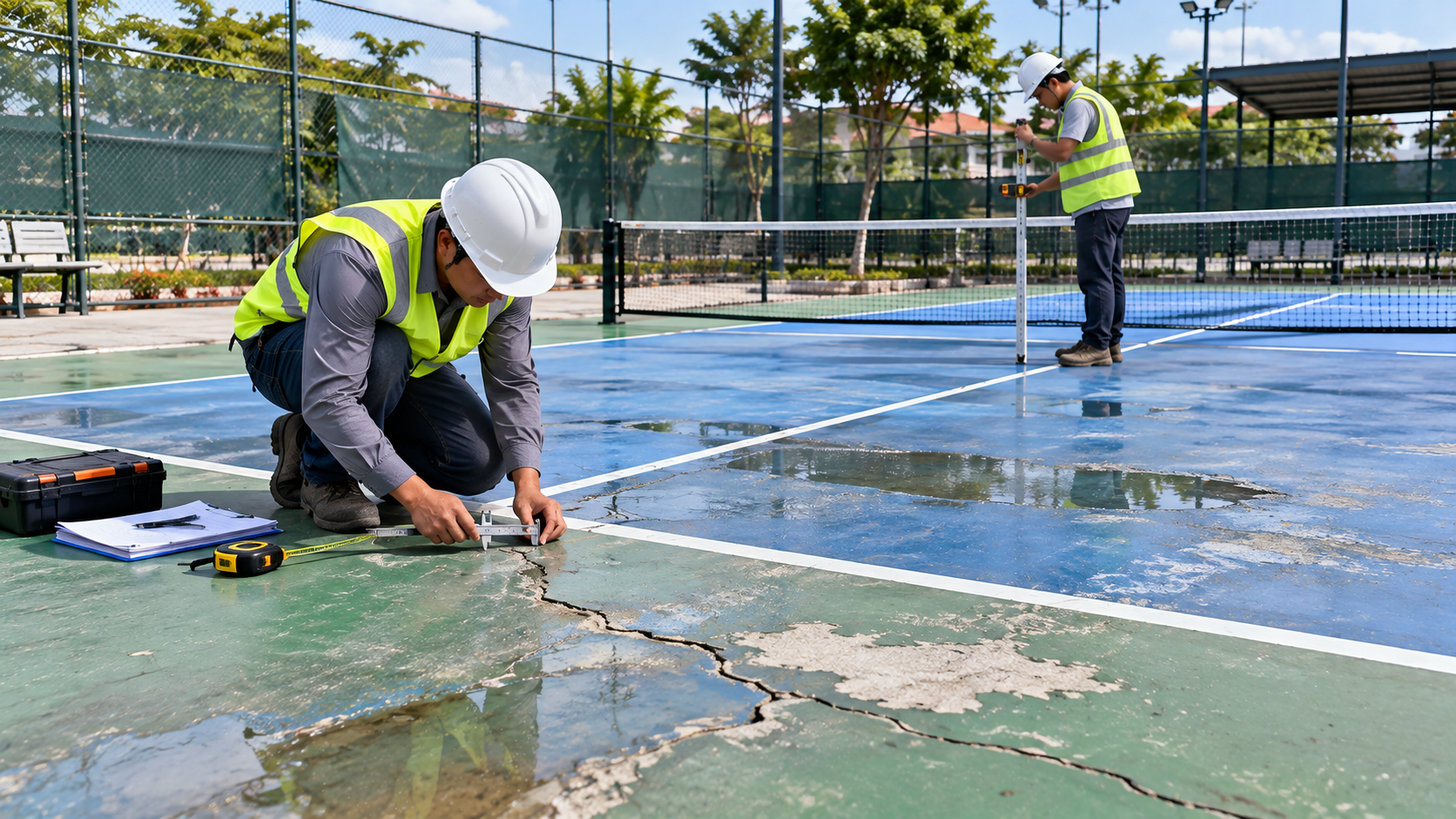 Khảo Sát Và Đánh Giá Hiện Trạng Nền Trước Khi Cải Tạo Sân Pickleball