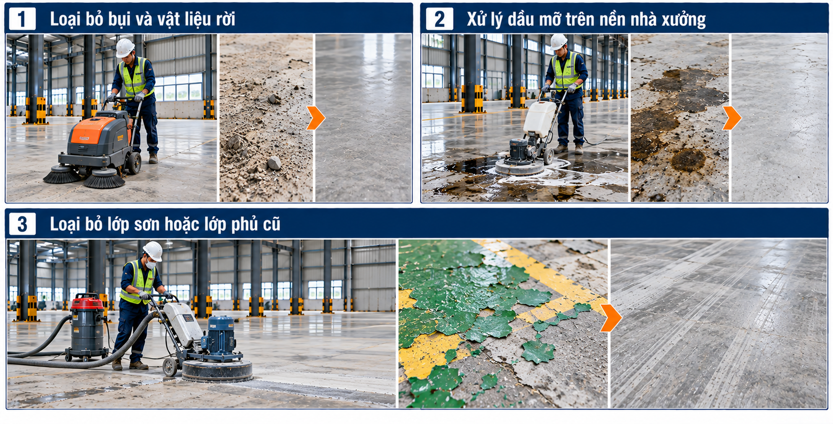 Vệ sinh nền bê tông trước khi sơn epoxy